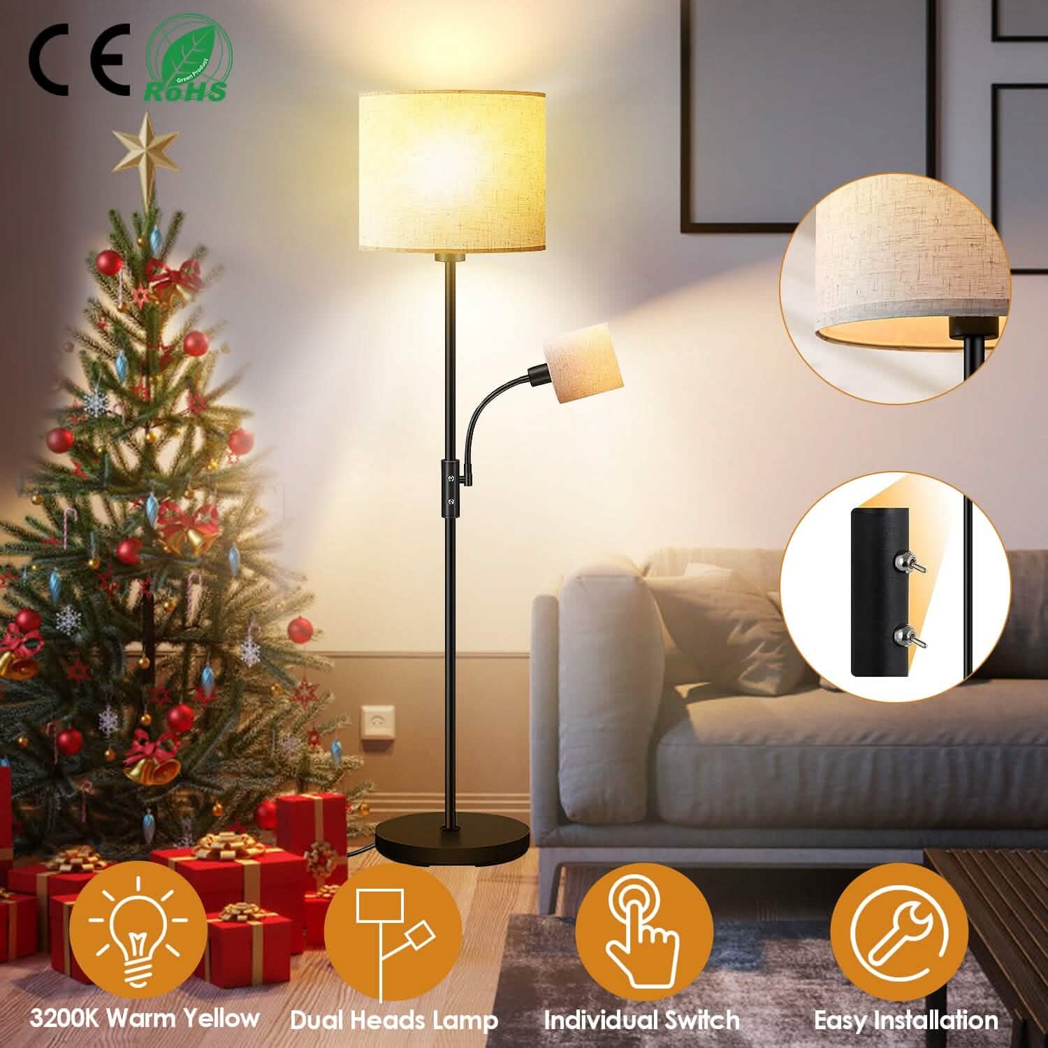 Mother Daughter Floor Lamp with Linen Shade DailySale