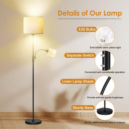 Mother Daughter Floor Lamp with Linen Shade DailySale