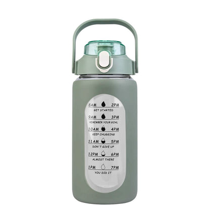 Motivational Water Bottle Intake Tracker with Straw Time Marker Silicone Sleeve Handle DailySale