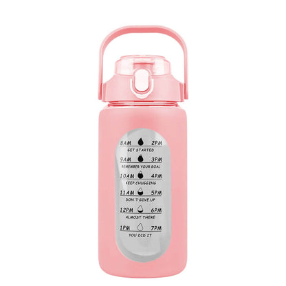 Motivational Water Bottle Intake Tracker with Straw Time Marker Silicone Sleeve Handle DailySale