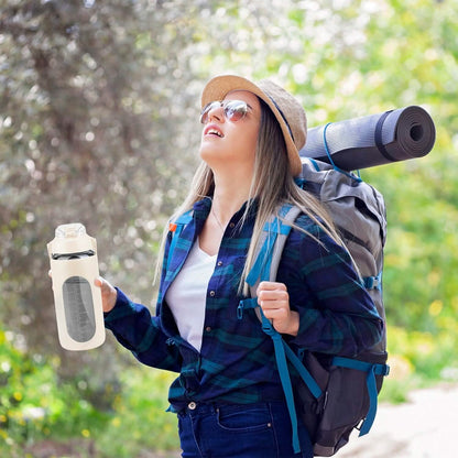 Motivational Water Bottle Intake Tracker with Straw Time Marker Silicone Sleeve Handle DailySale