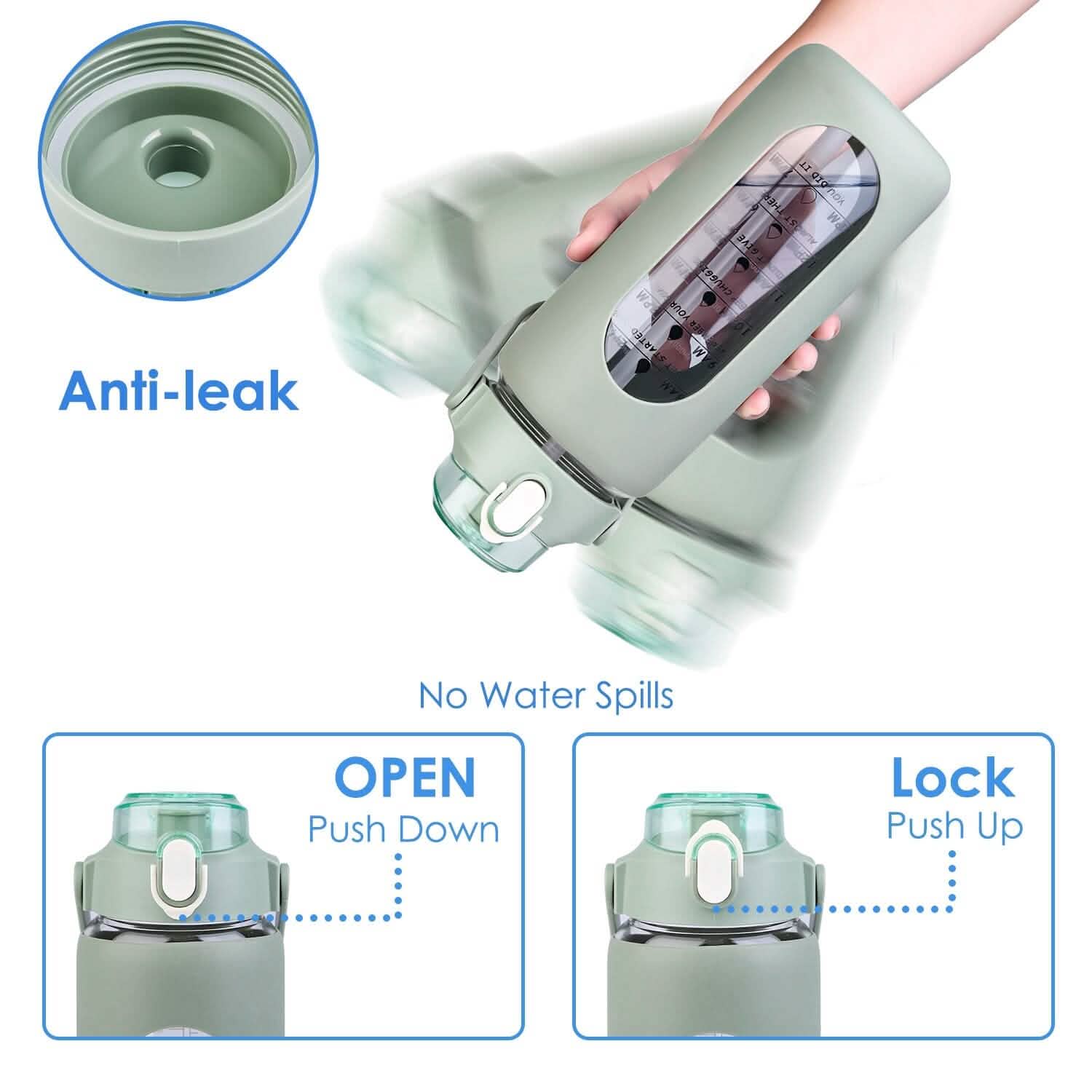 Motivational Water Bottle Intake Tracker with Straw Time Marker Silicone Sleeve Handle DailySale