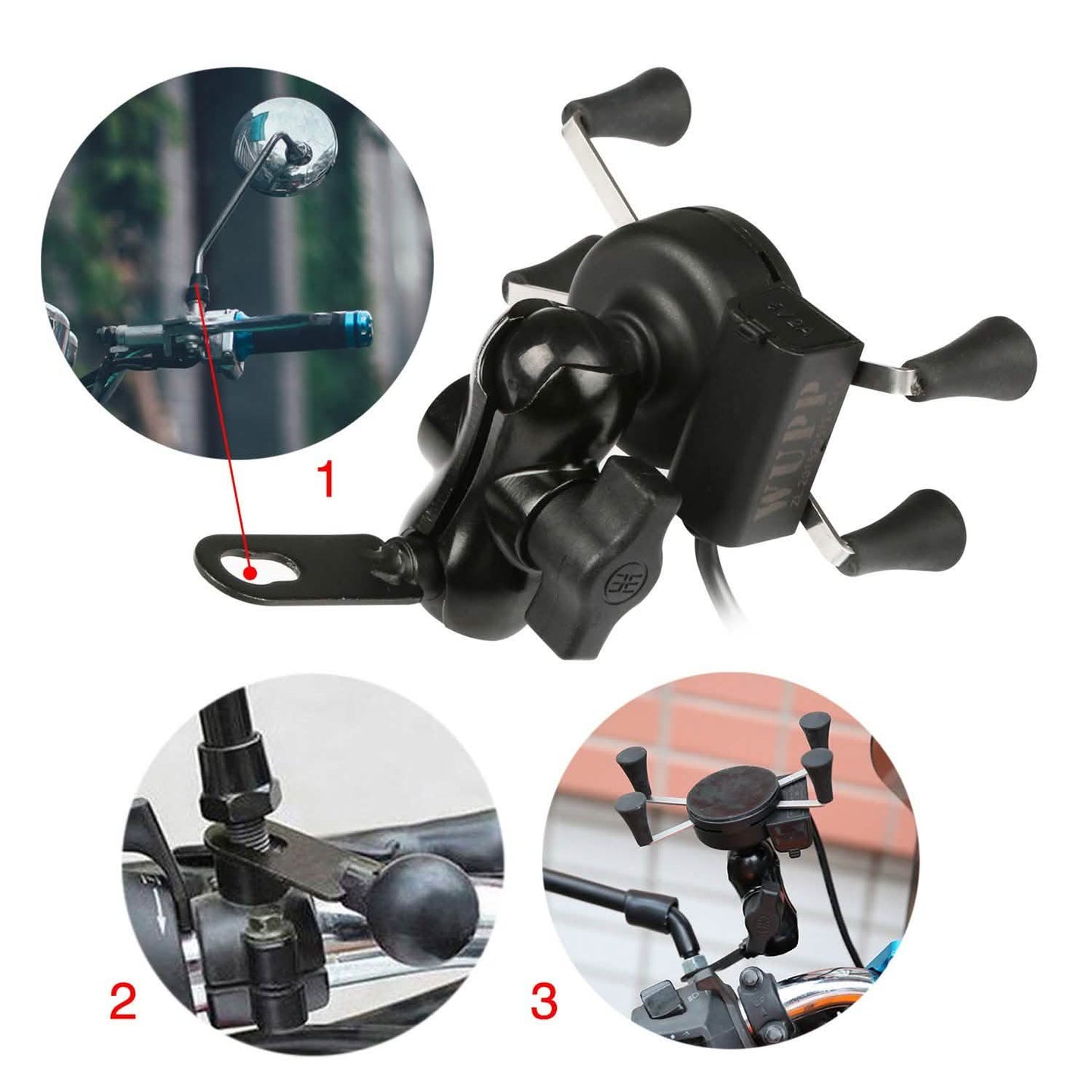 Motorcycle Handlebar Mount Holder with USB Charger DailySale