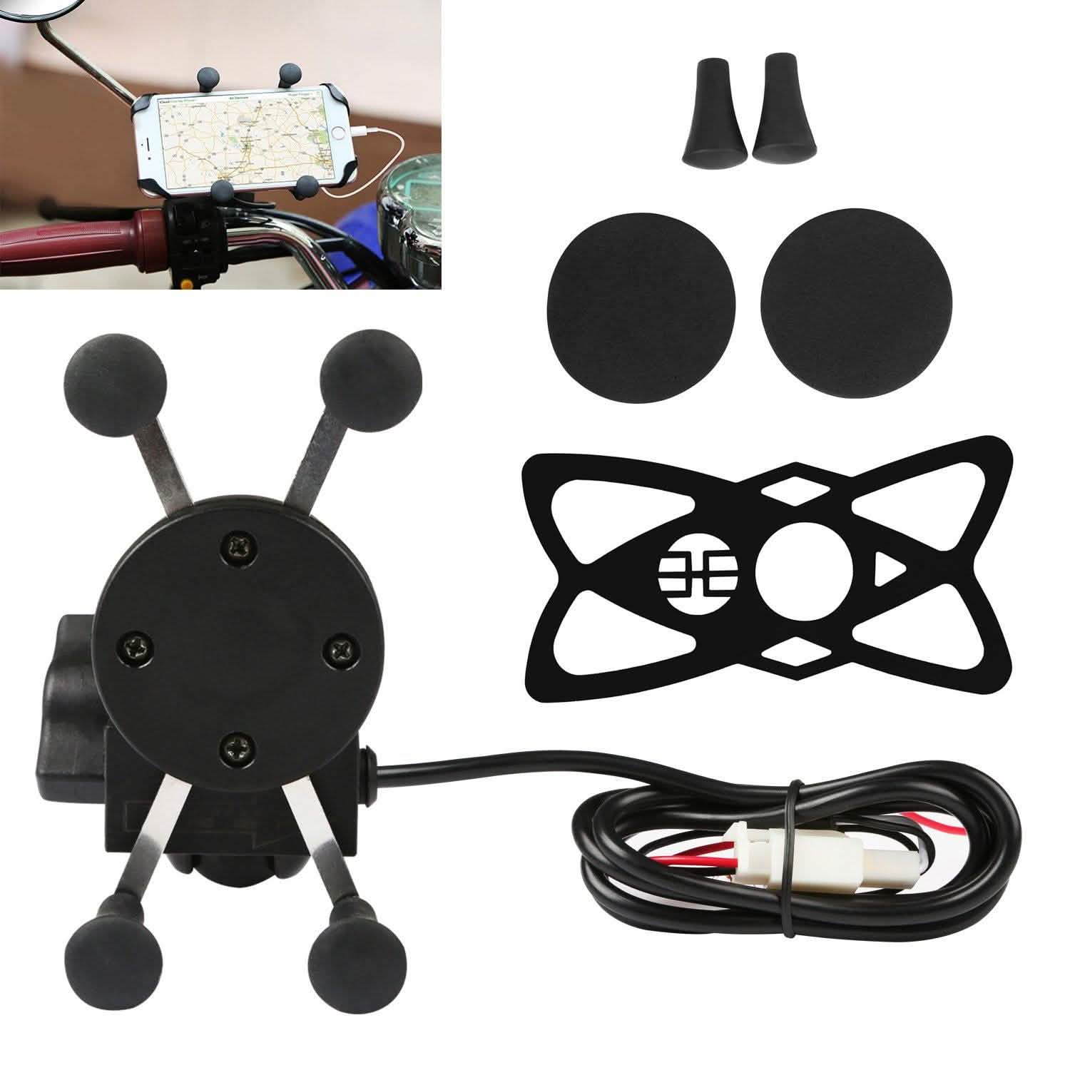 Motorcycle Handlebar Mount Holder with USB Charger DailySale