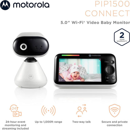 Motorola Baby Monitor PIP1500 Connect - 5" WiFi Video Baby Monitor with Camera  (Refurbished) DailySale