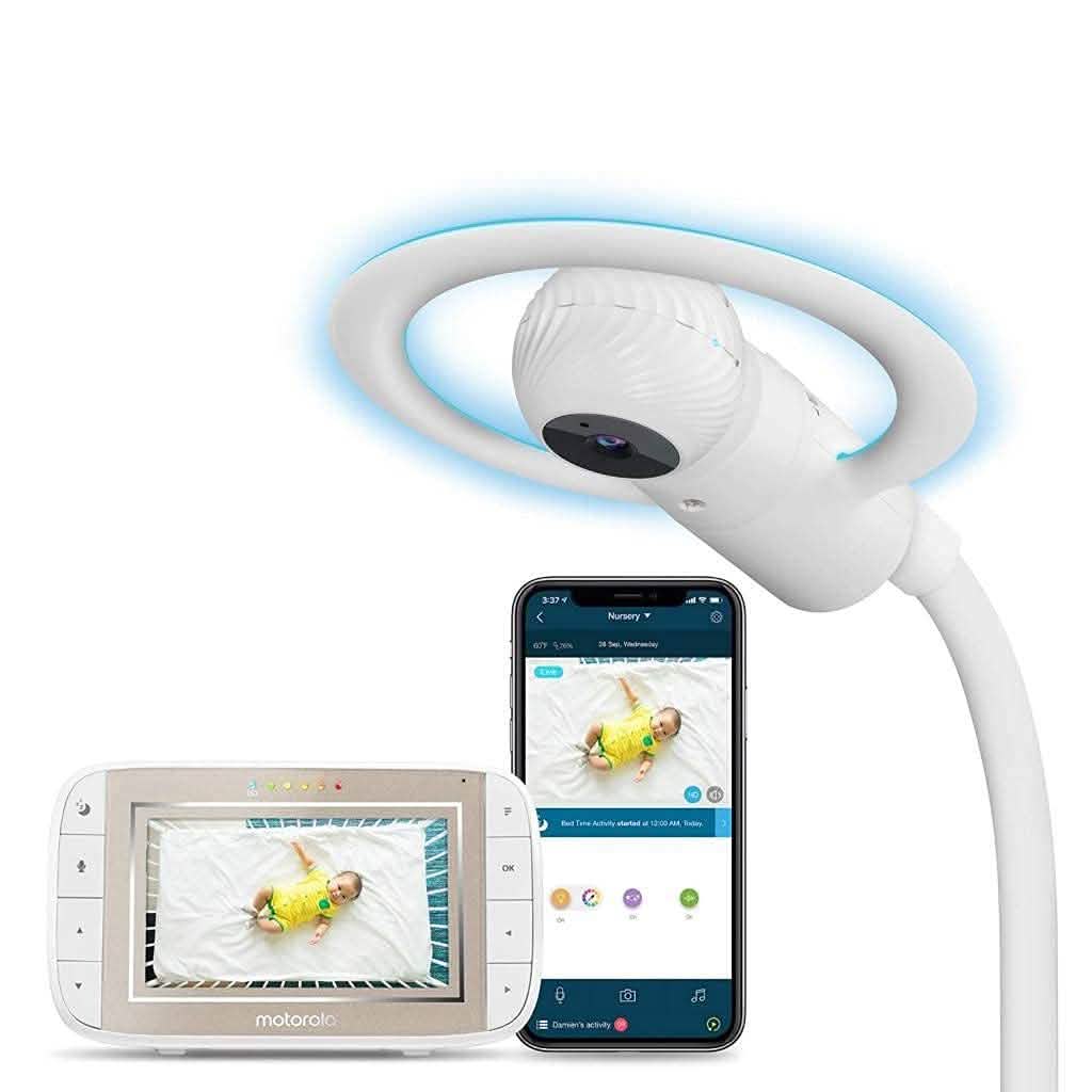 Motorola Halo+ Video Baby Monitor - Infant Wi-Fi Camera with Overhead Crib Mount - 4.3-Inch Color Screen with Infrared Night Vision and Intercom (Refurbished) DailySale