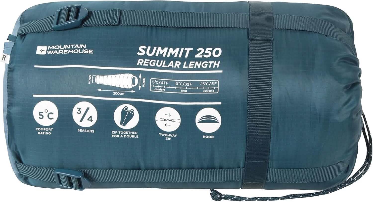 Mountain Warehouse Summit 250 Winter Sleeping Bag - Mummy Shape (Regular Length) DailySale