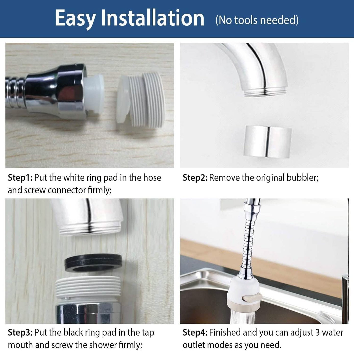 Movable Kitchen Tap Head 360° Rotatable Swivel DailySale