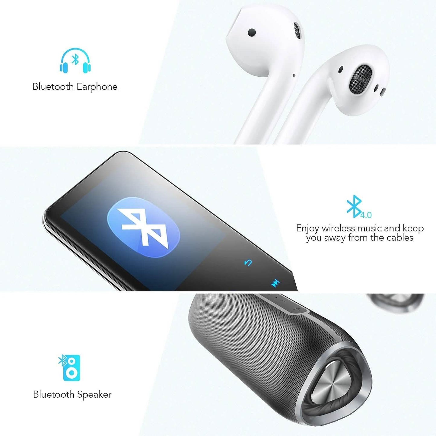 MP3 Player with 2.4in Screen Bluetooth 4.1/16GB/T01 Black DailySale