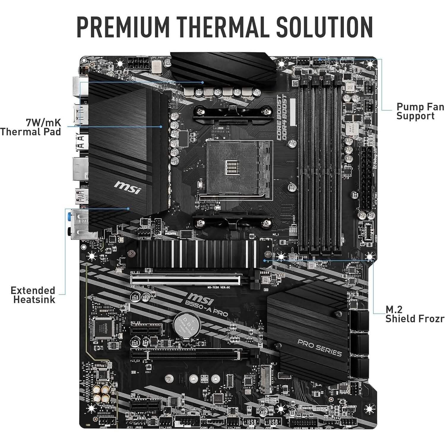 MSI B550-A PRO ProSeries Motherboard (AMD AM4, DDR4, PCIe 4.0, SATA 6Gb/s, M.2, USB 3.2 Gen 2, HDMI/DP, ATX) (Refurbished) DailySale