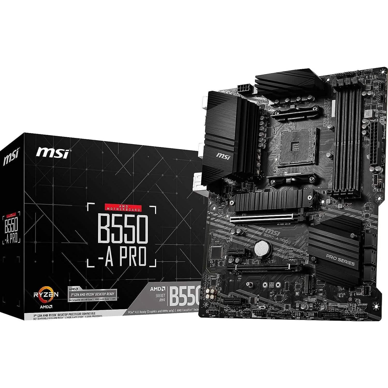 MSI B550-A PRO ProSeries Motherboard (AMD AM4, DDR4, PCIe 4.0, SATA 6Gb/s, M.2, USB 3.2 Gen 2, HDMI/DP, ATX) (Refurbished) DailySale