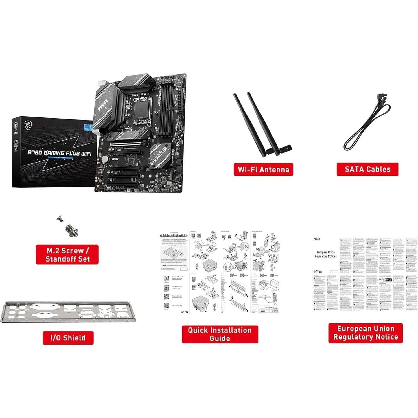 MSI B760 Gaming Plus WiFi Gaming Motherboard (Supports 12th/13th Gen Intel Processors, LGA 1700, DDR5, PCIe 4.0, M.2, 2.5Gbps LAN, USB 3.2 Gen2, Wi-Fi 6E, ATX) (Refurbished) DailySale