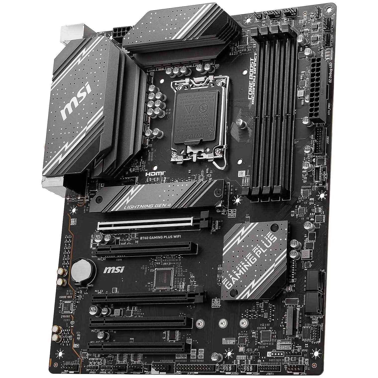 MSI B760 Gaming Plus WiFi Gaming Motherboard (Supports 12th/13th Gen Intel Processors, LGA 1700, DDR5, PCIe 4.0, M.2, 2.5Gbps LAN, USB 3.2 Gen2, Wi-Fi 6E, ATX) (Refurbished) DailySale