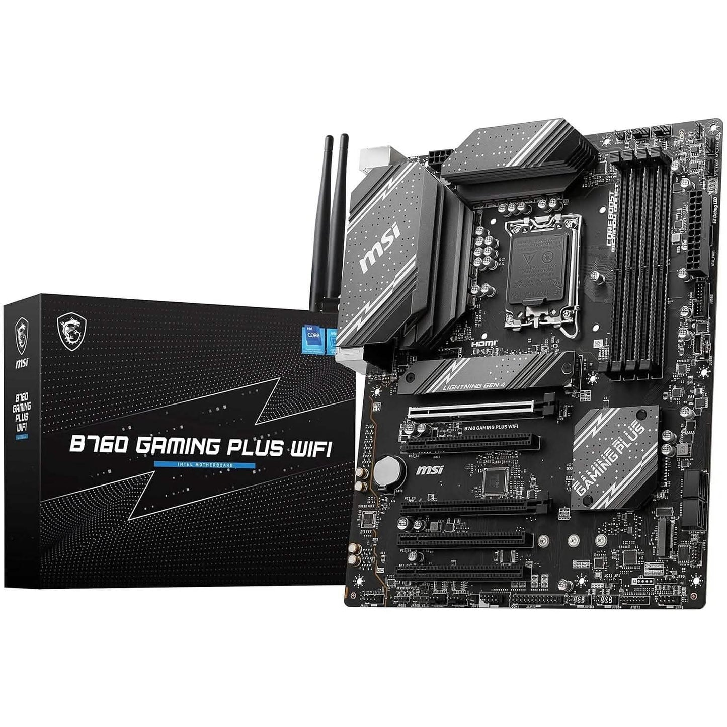 MSI B760 Gaming Plus WiFi Gaming Motherboard (Supports 12th/13th Gen Intel Processors, LGA 1700, DDR5, PCIe 4.0, M.2, 2.5Gbps LAN, USB 3.2 Gen2, Wi-Fi 6E, ATX) (Refurbished) DailySale