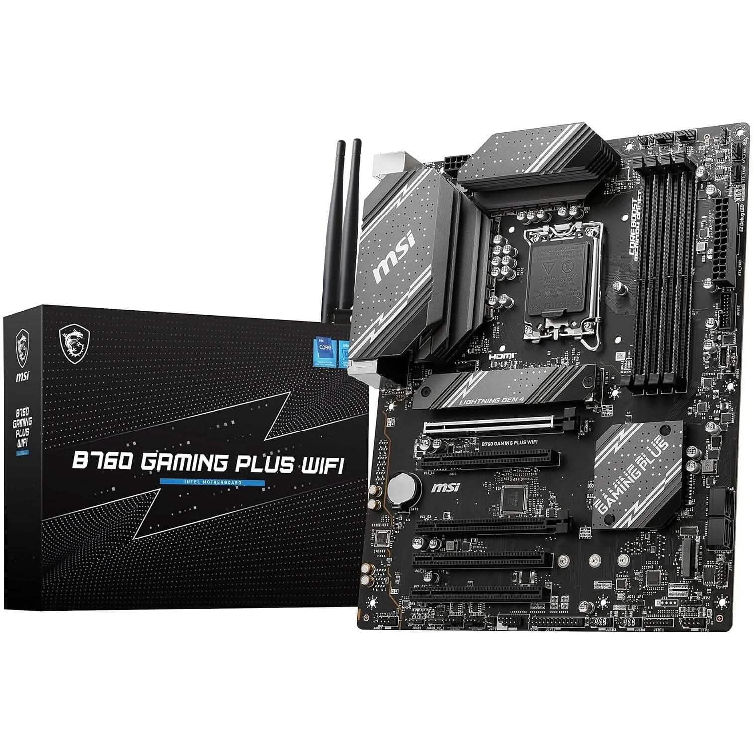 MSI B760 Gaming Plus WiFi Gaming Motherboard (Supports 12th/13th Gen Intel Processors, LGA 1700, DDR5, PCIe 4.0, M.2, 2.5Gbps LAN, USB 3.2 Gen2, Wi-Fi 6E, ATX) (Refurbished) DailySale