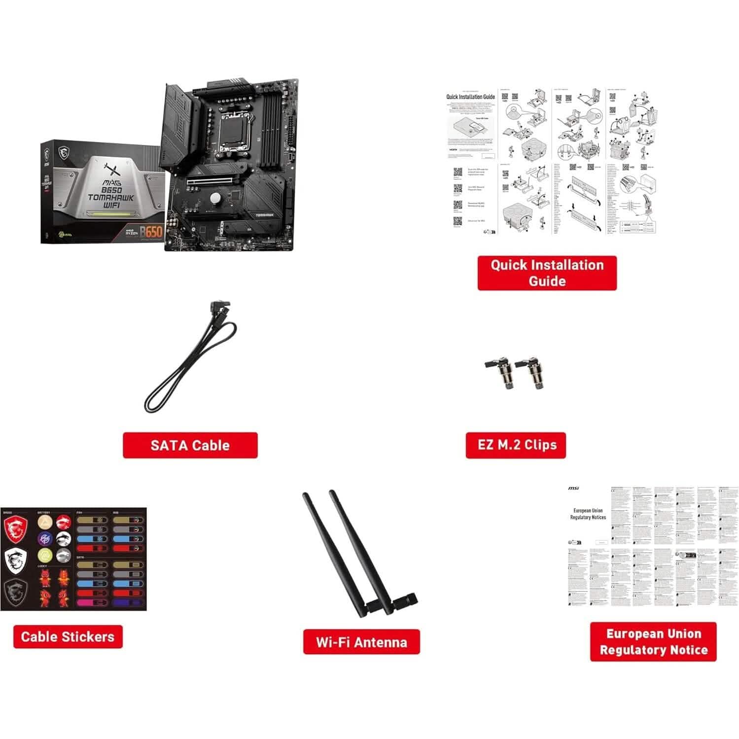 MSI MAG B650 Tomahawk WiFi Computer Gaming Motherboard (AM5, ATX, DDR5, PCIe 4.0, M.2, SATA 6Gb/s, USB 3.2 Gen 2, HDMI/DP, Wi-Fi 6E, AMD Ryzen 7000 Series Processors) (Refurbished) DailySale