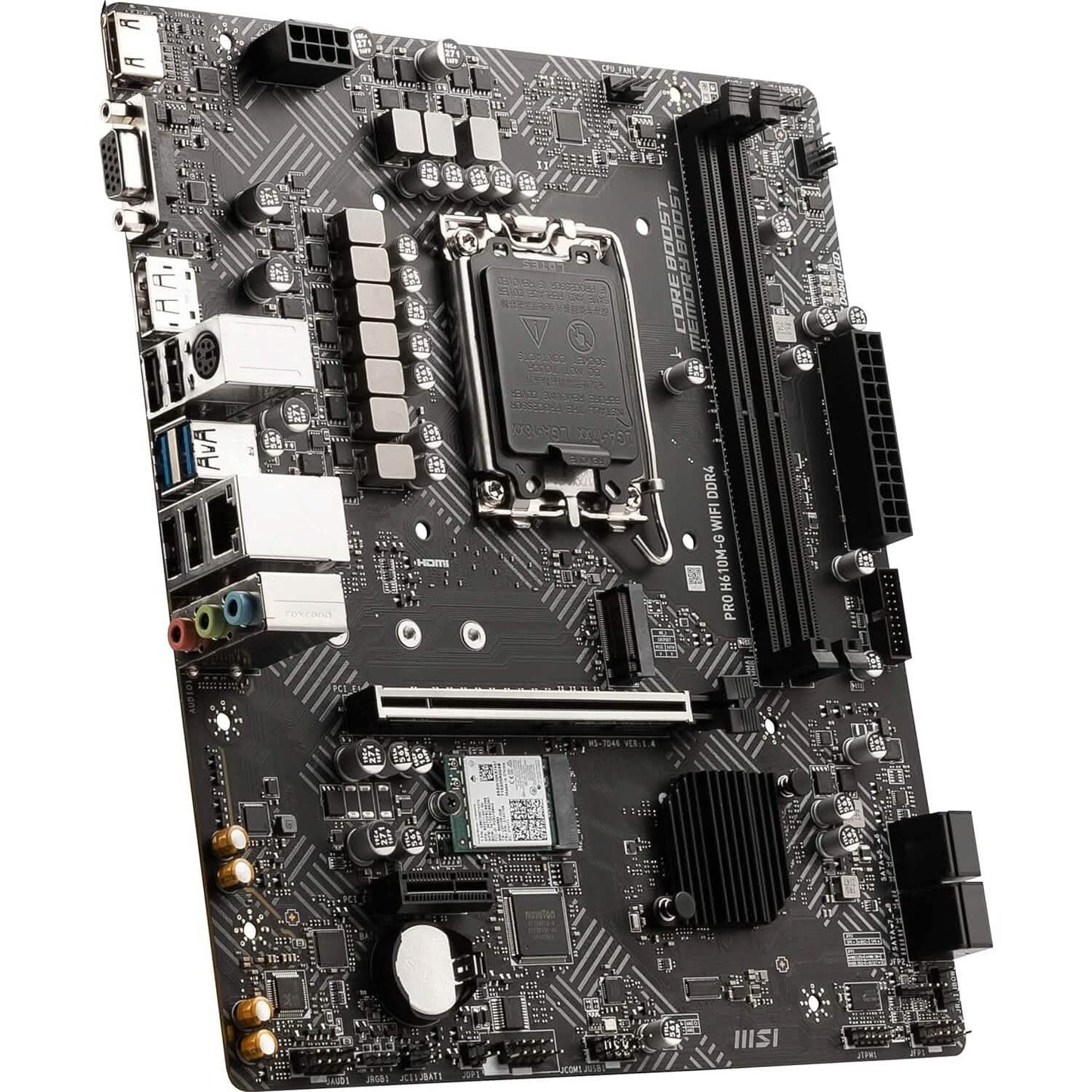 MSI PRO H610M-G WiFi DDR4 ProSeries Motherboard (mATX, 12th/13th Gen Intel Core, LGA 1700 Socket, DDR4, PCIe 4, 2.5G LAN, M.2 Slots, USB 3.2, Wi-Fi 6)  (Refurbished) DailySale