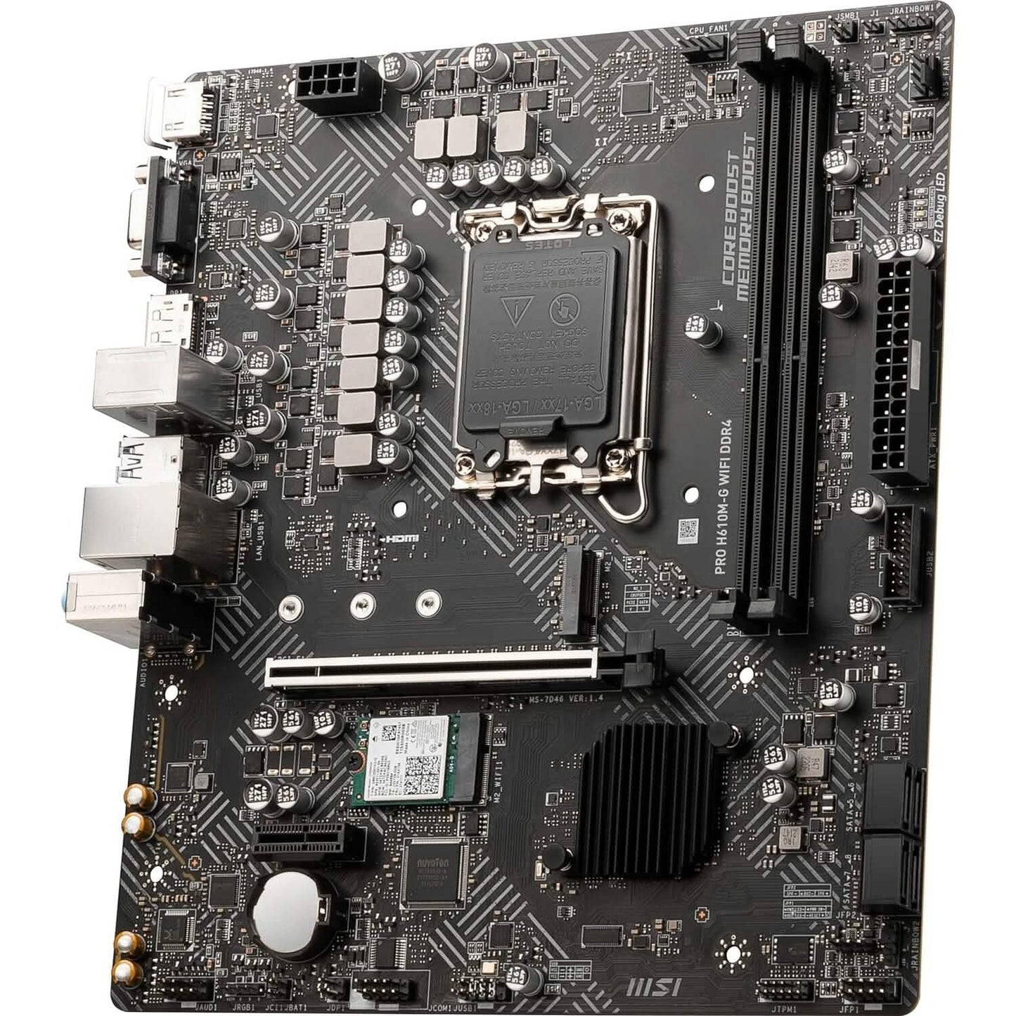 MSI PRO H610M-G WiFi DDR4 ProSeries Motherboard (mATX, 12th/13th Gen Intel Core, LGA 1700 Socket, DDR4, PCIe 4, 2.5G LAN, M.2 Slots, USB 3.2, Wi-Fi 6)  (Refurbished) DailySale