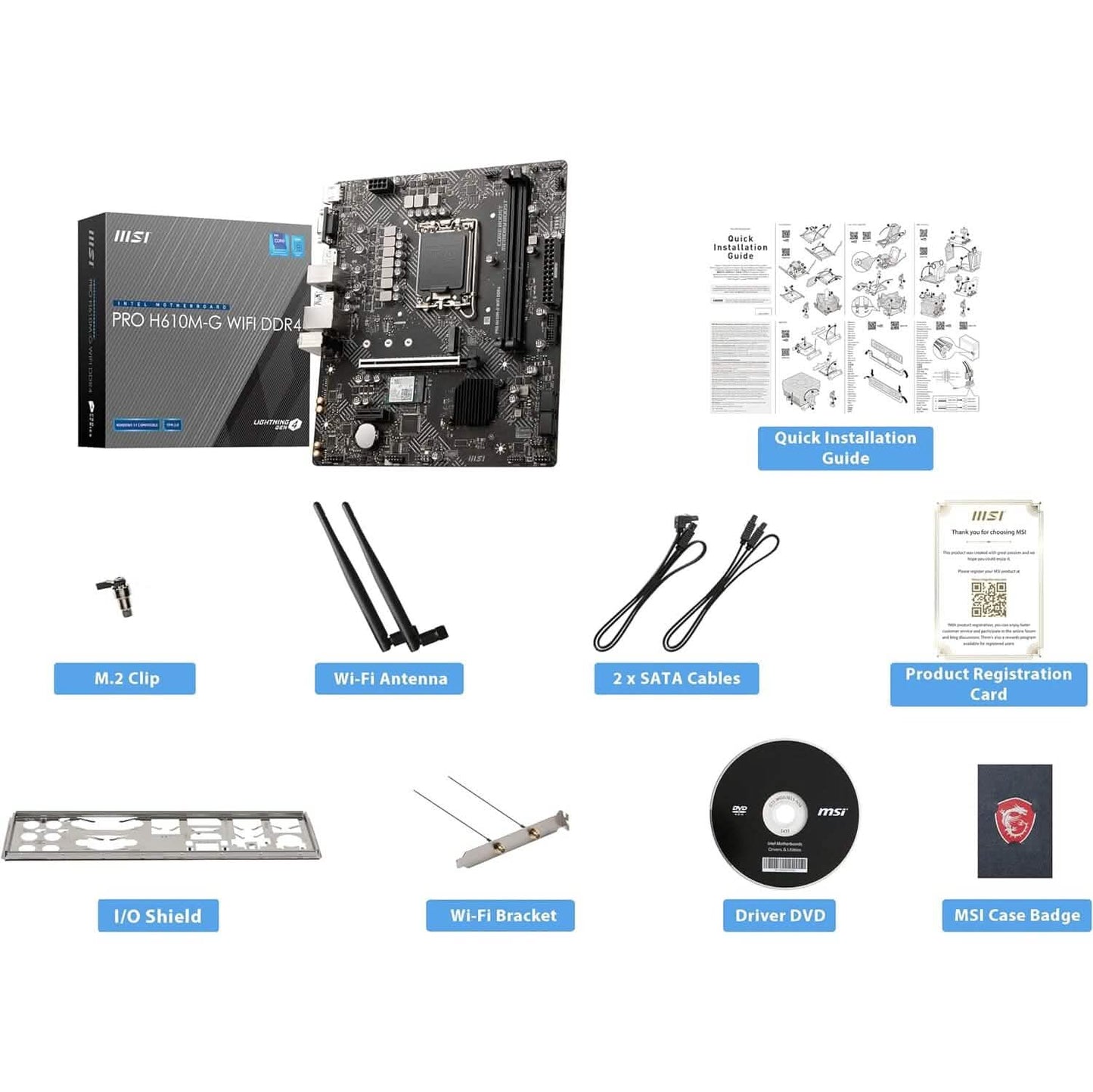 MSI PRO H610M-G WiFi DDR4 ProSeries Motherboard (mATX, 12th/13th Gen Intel Core, LGA 1700 Socket, DDR4, PCIe 4, 2.5G LAN, M.2 Slots, USB 3.2, Wi-Fi 6)  (Refurbished) DailySale