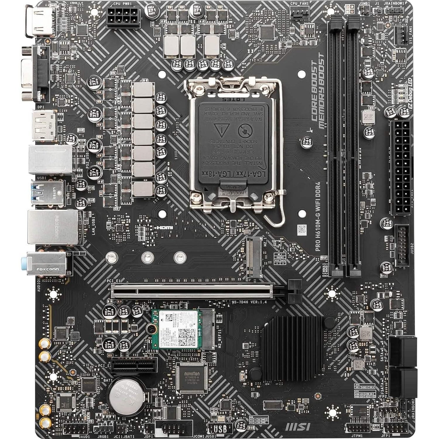 MSI PRO H610M-G WiFi DDR4 ProSeries Motherboard (mATX, 12th/13th Gen Intel Core, LGA 1700 Socket, DDR4, PCIe 4, 2.5G LAN, M.2 Slots, USB 3.2, Wi-Fi 6)  (Refurbished) DailySale