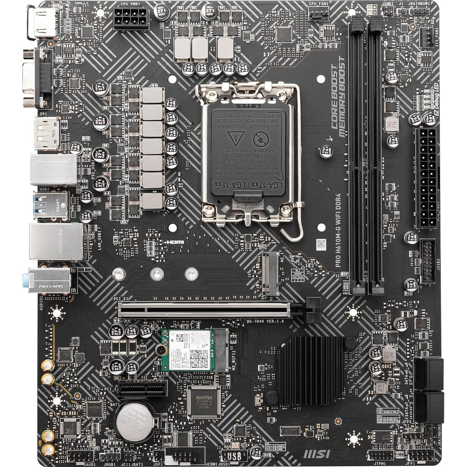 MSI PRO H610M-G WiFi DDR4 ProSeries Motherboard (mATX, 12th/13th Gen Intel Core, LGA 1700 Socket, DDR4, PCIe 4, 2.5G LAN, M.2 Slots, USB 3.2, Wi-Fi 6)  (Refurbished) DailySale