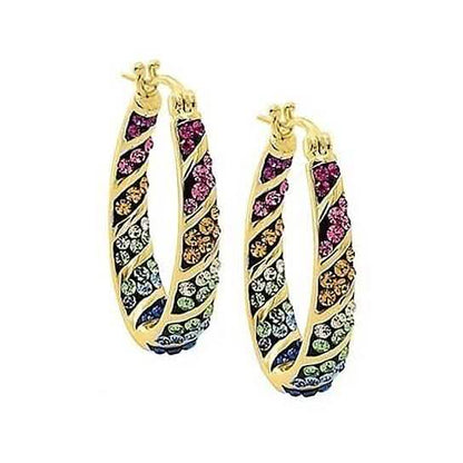 Multi Color Graduated Crystal Inside Out Hoops DailySale