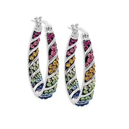 Multi-Color Graduated Crystal Inside Out Hoops DailySale