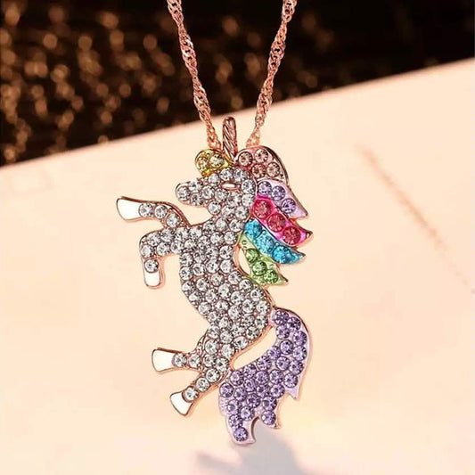 Multi-Colored Unicorn Swarovski Crystal Pendant Necklace DailySale