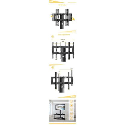 Multi-Function Angle and Height Adjustable Tempered Glass Metal Frame Floor TV Stand DailySale