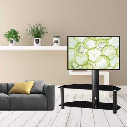Multi-Function Angle and Height Adjustable Tempered Glass Metal Frame Floor TV Stand DailySale