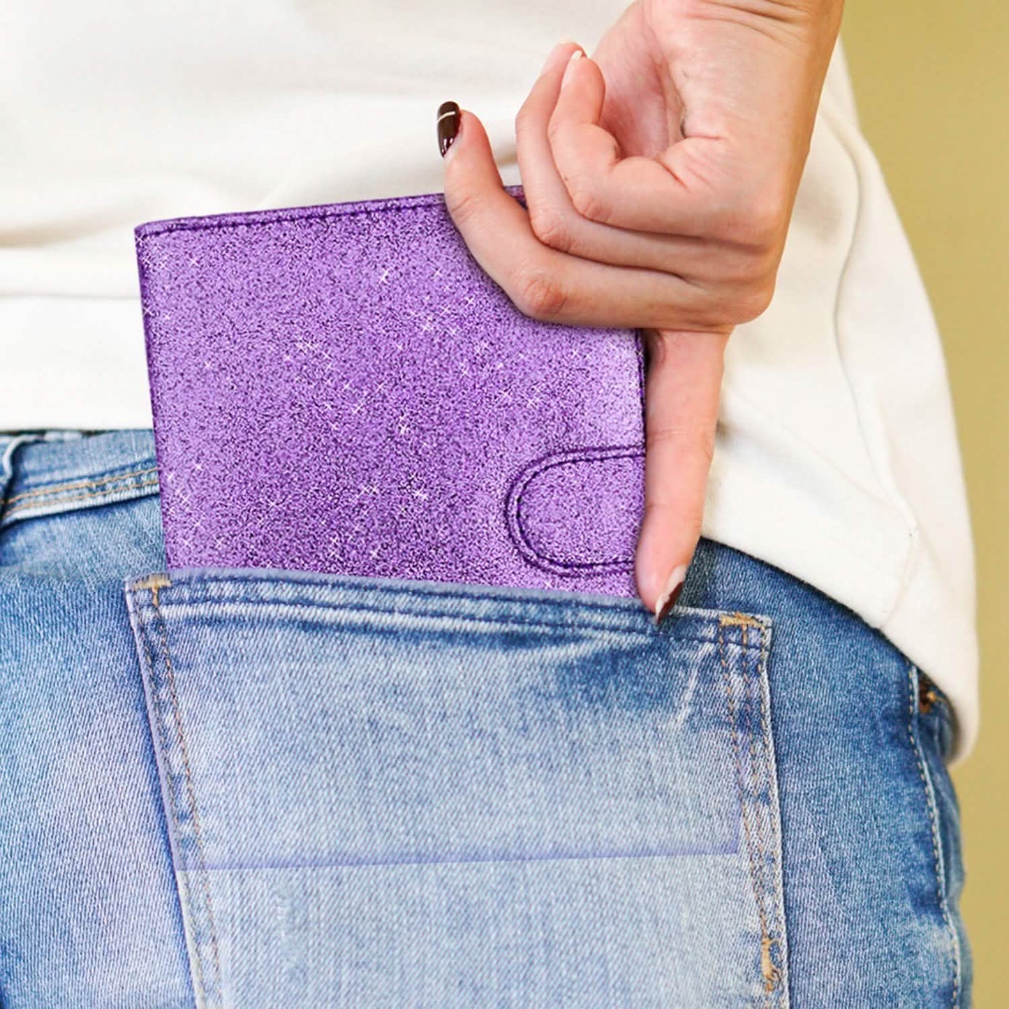 Multi Function Glitter Bling RFID Passport Organizer With CDC Vaccination Card Holder DailySale