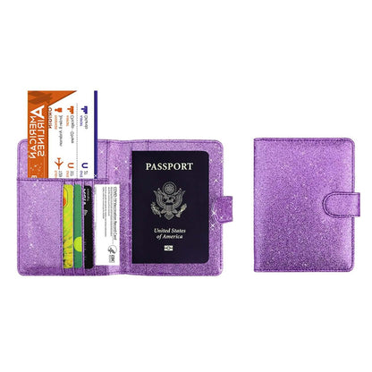 Multi Function Glitter Bling RFID Passport Organizer With CDC Vaccination Card Holder DailySale