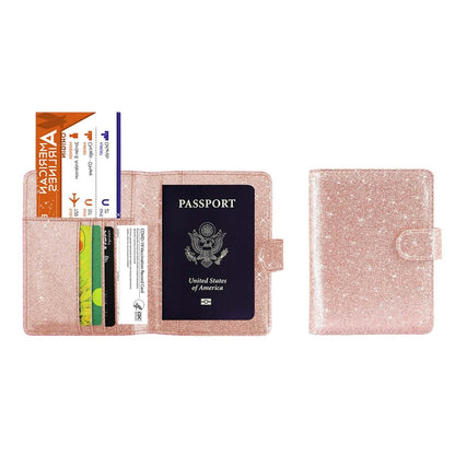 Multi Function Glitter Bling RFID Passport Organizer With CDC Vaccination Card Holder DailySale
