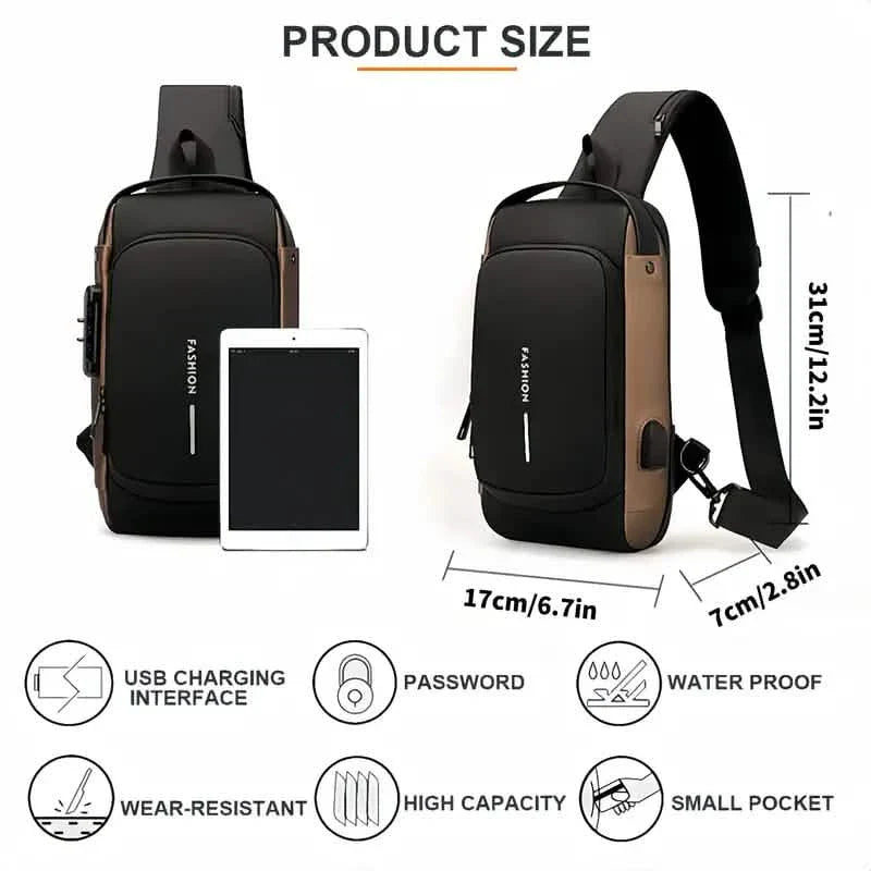 Multi-functional Trendy Sling Bag with Password Lock DailySale