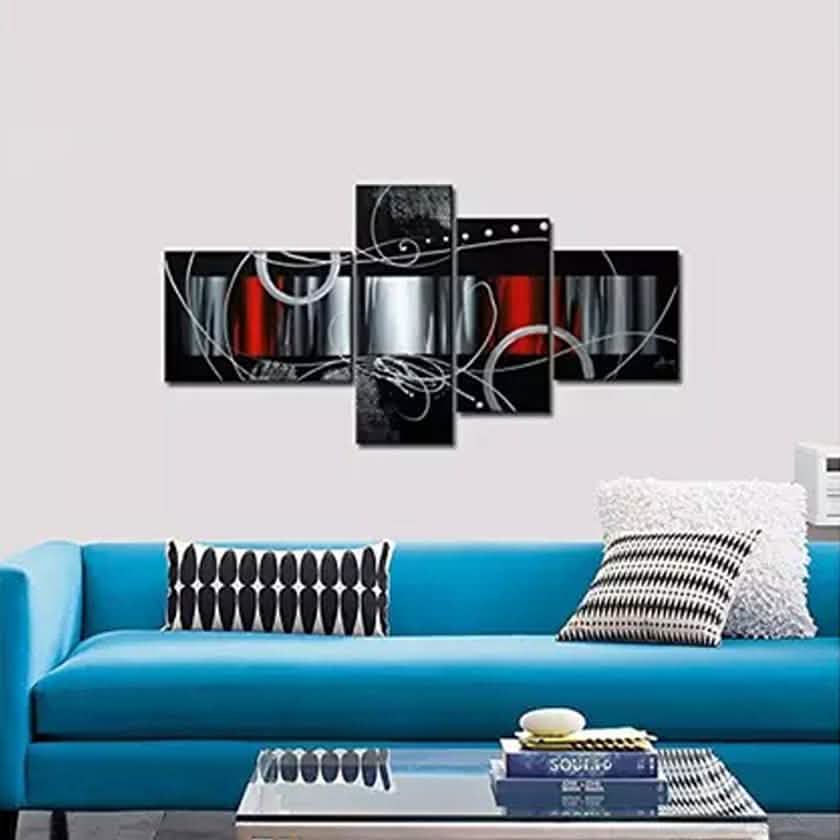 Multi-Panel Modern Abstract Paintings on Canvas Stretched on Wood DailySale