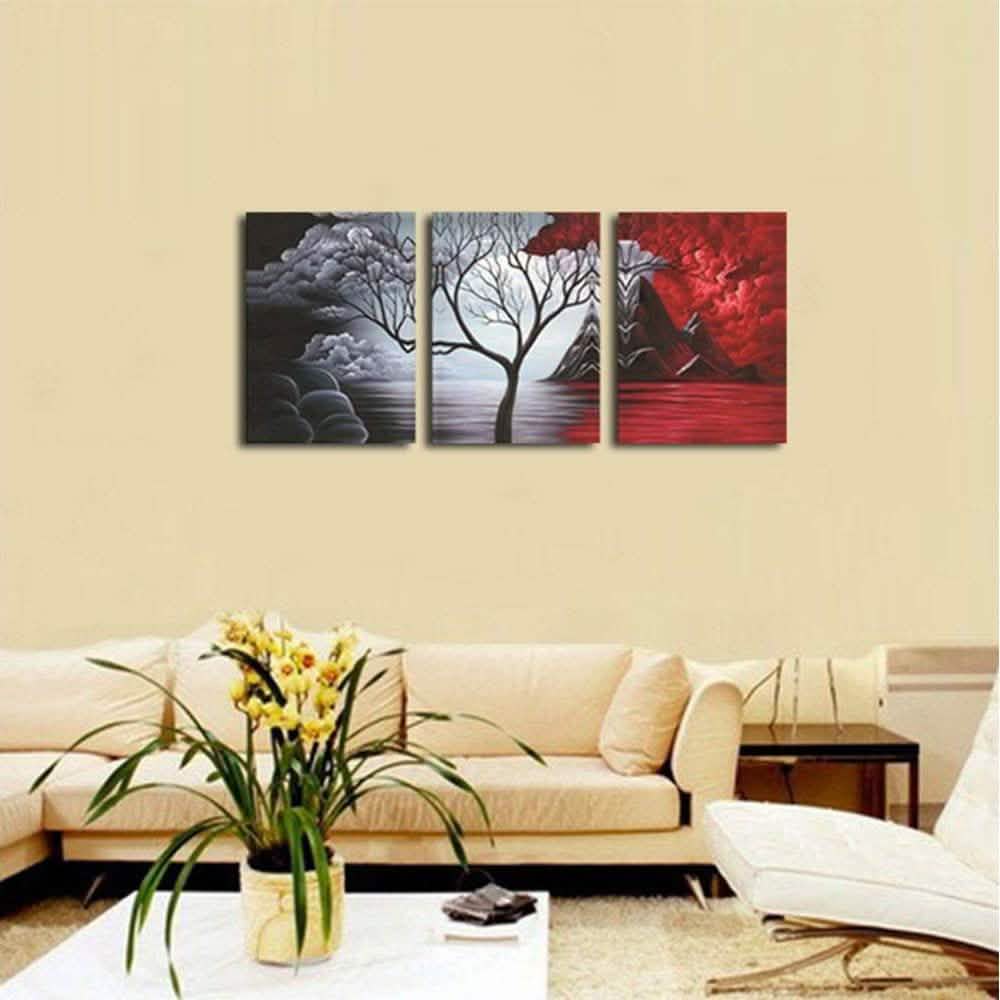 Multi-Panel Modern Abstract Paintings on Canvas Stretched on Wood DailySale