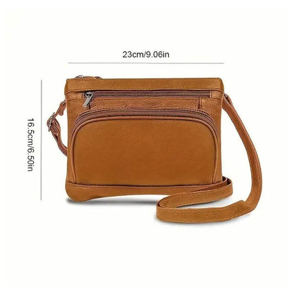 Multi-Pocket Wide Crossbody Wide Leather Bag DailySale