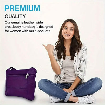 Multi-Pocket Wide Crossbody Wide Leather Bag DailySale