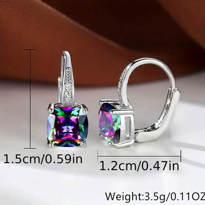 Multicolor Square Cut Stone Drop Earrings DailySale