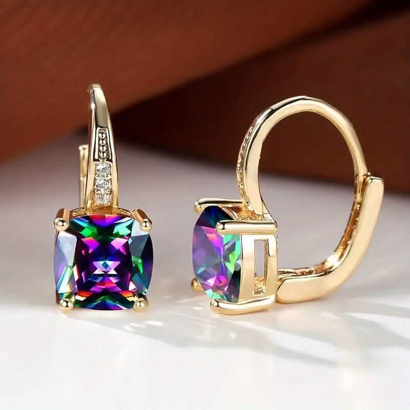 Multicolor Square Cut Stone Drop Earrings DailySale