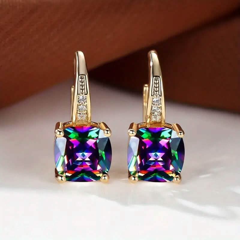Multicolor Square Cut Stone Drop Earrings DailySale
