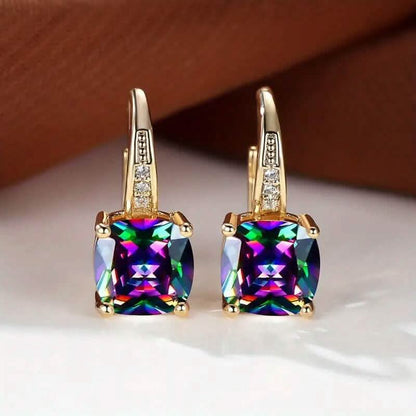 Multicolor Square Cut Stone Drop Earrings DailySale