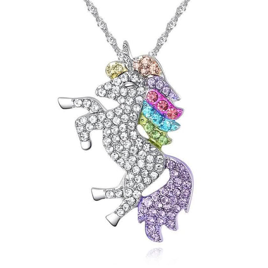 Multicolored Unicorn Pendant Necklace Made with Swarovski Elements DailySale