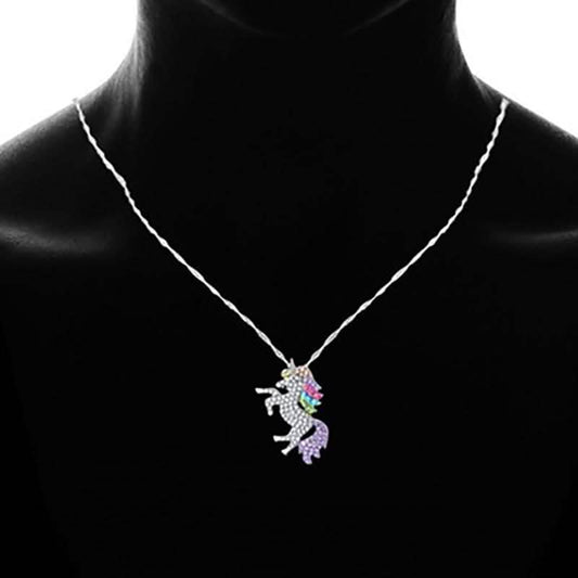 Multicolored Unicorn Pendant Necklace Made with Swarovski Elements DailySale