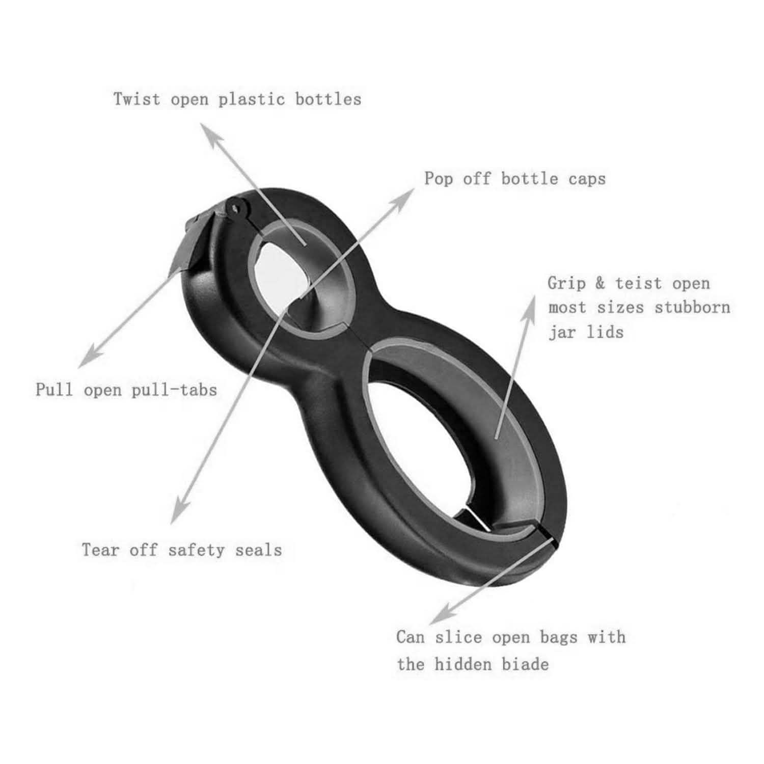 Multifunctional 6-In-1 Can Jar Opener Tool And Adjustable Bottle Opener DailySale