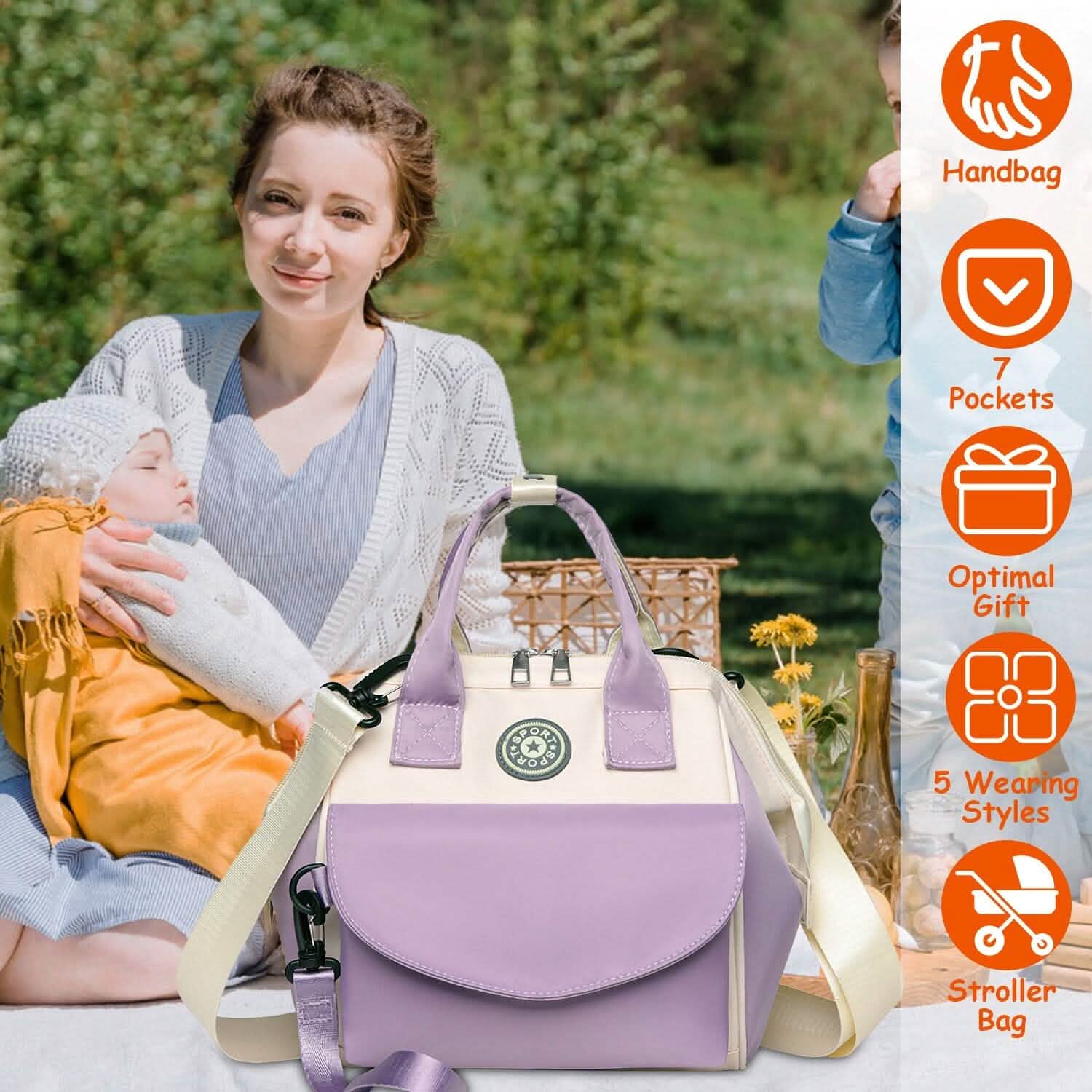 Multifunctional Diaper Changing Bag with 2 Insulated Pockets Commute Bag DailySale