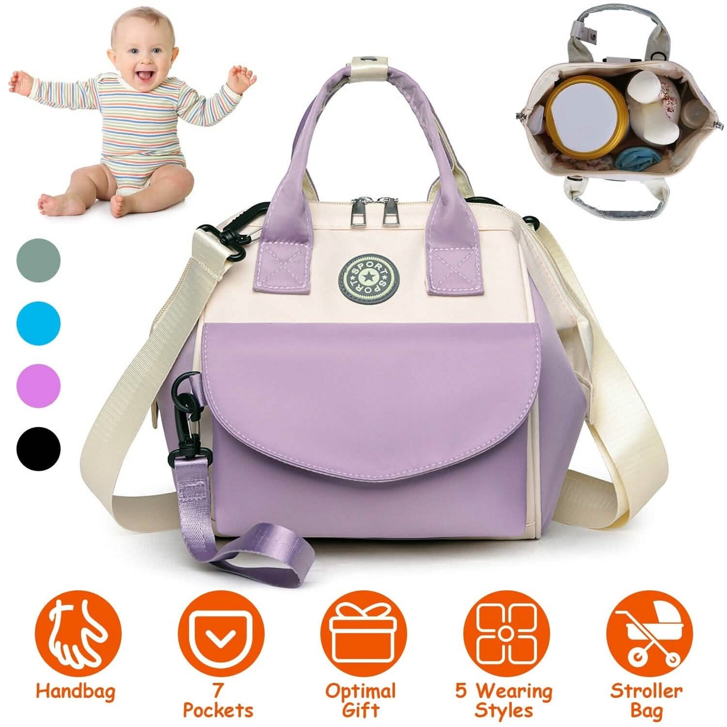 Multifunctional Diaper Changing Bag with 2 Insulated Pockets Commute Bag DailySale
