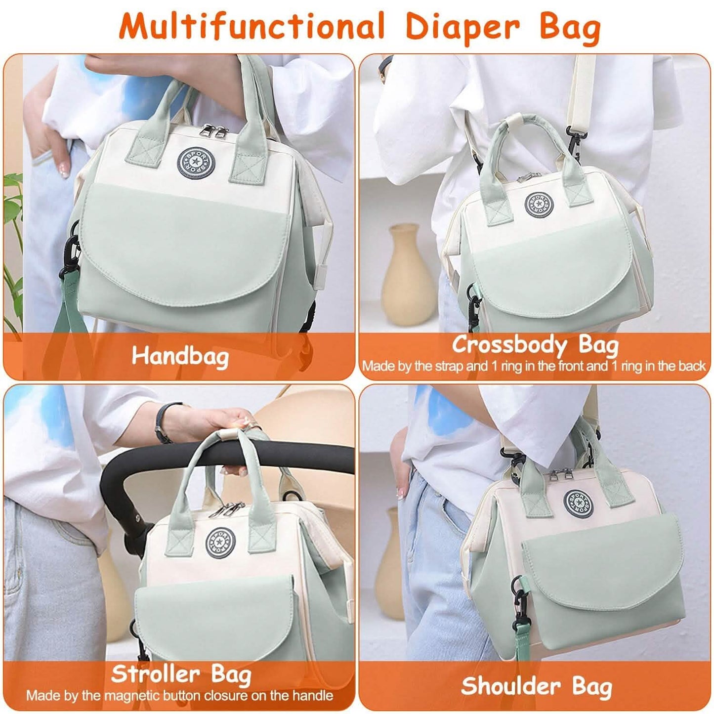 Multifunctional Diaper Changing Bag with 2 Insulated Pockets Commute Bag DailySale