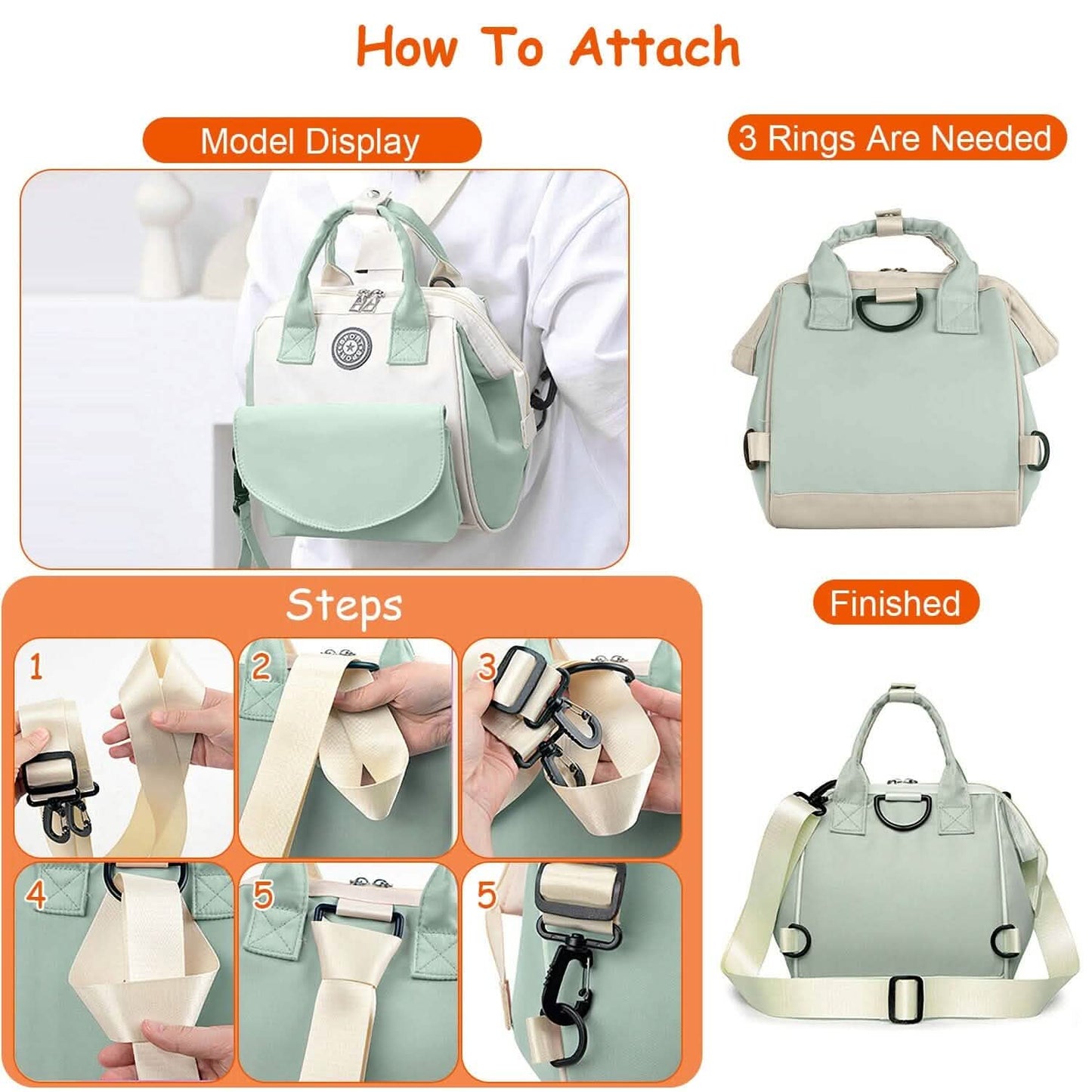 Multifunctional Diaper Changing Bag with 2 Insulated Pockets Commute Bag DailySale
