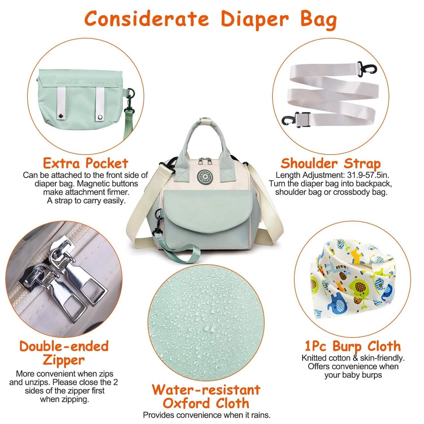 Multifunctional Diaper Changing Bag with 2 Insulated Pockets Commute Bag DailySale